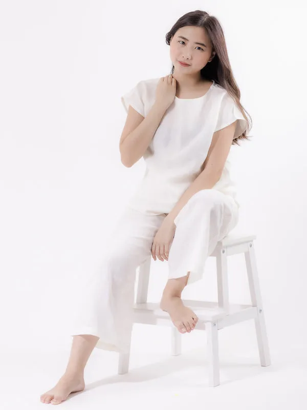 Linen Wide Leg Pants in White