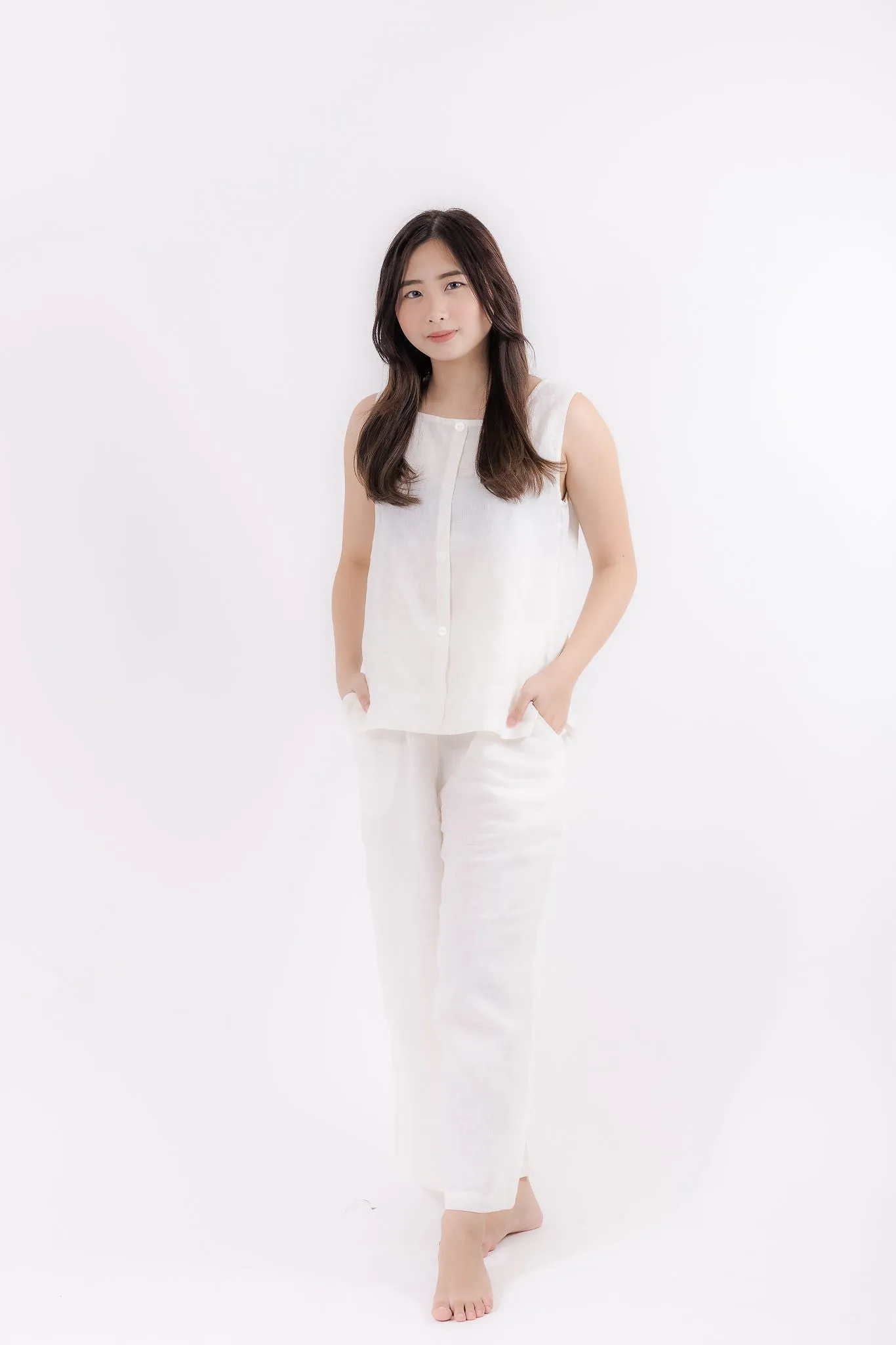 Linen Wide Leg Pants in White