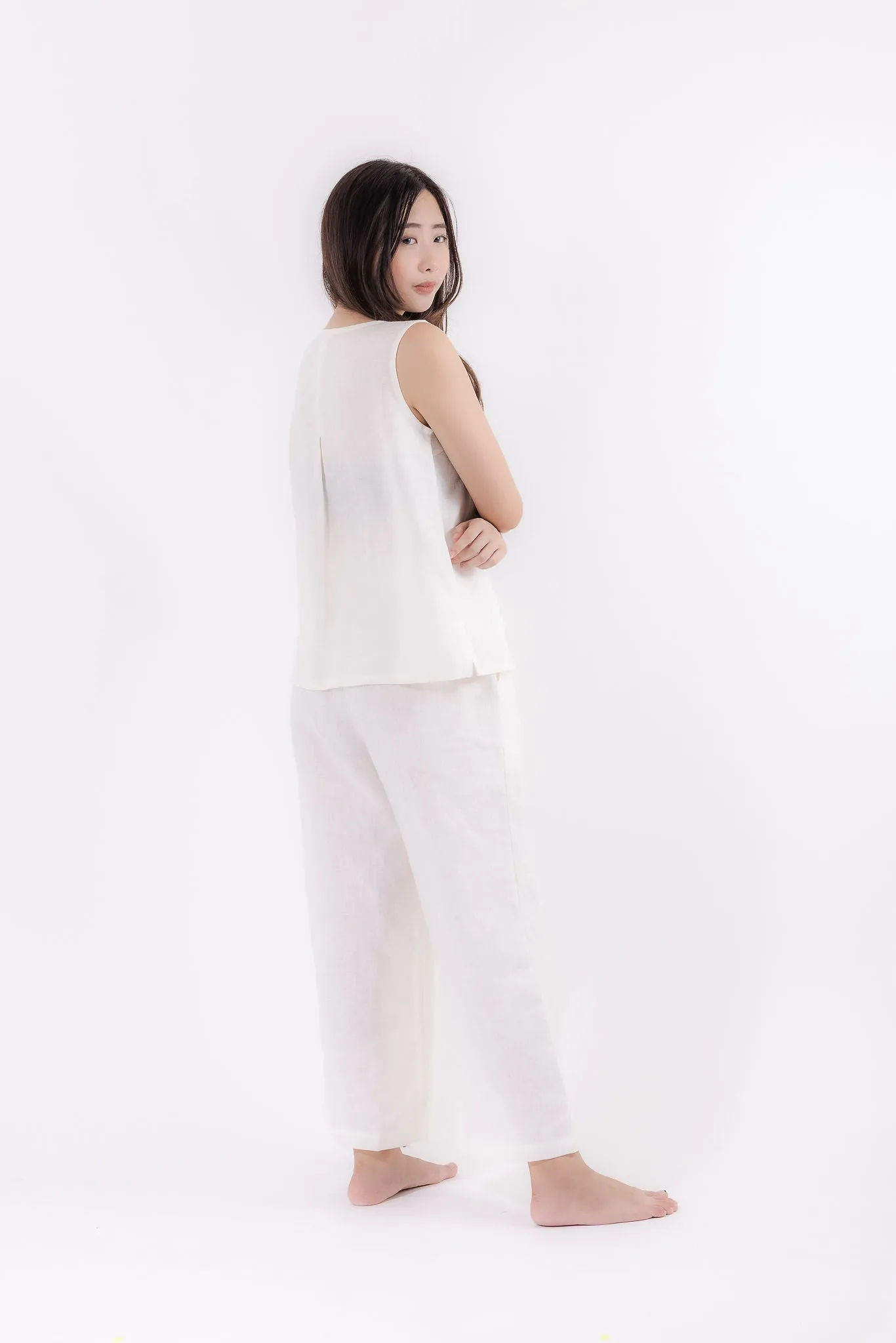 Linen Wide Leg Pants in White