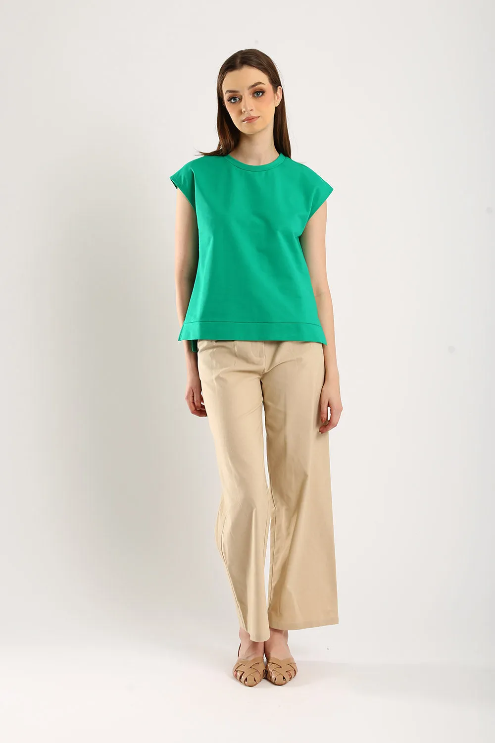 Lisa Classic Linen Wide Leg Pants in Beige