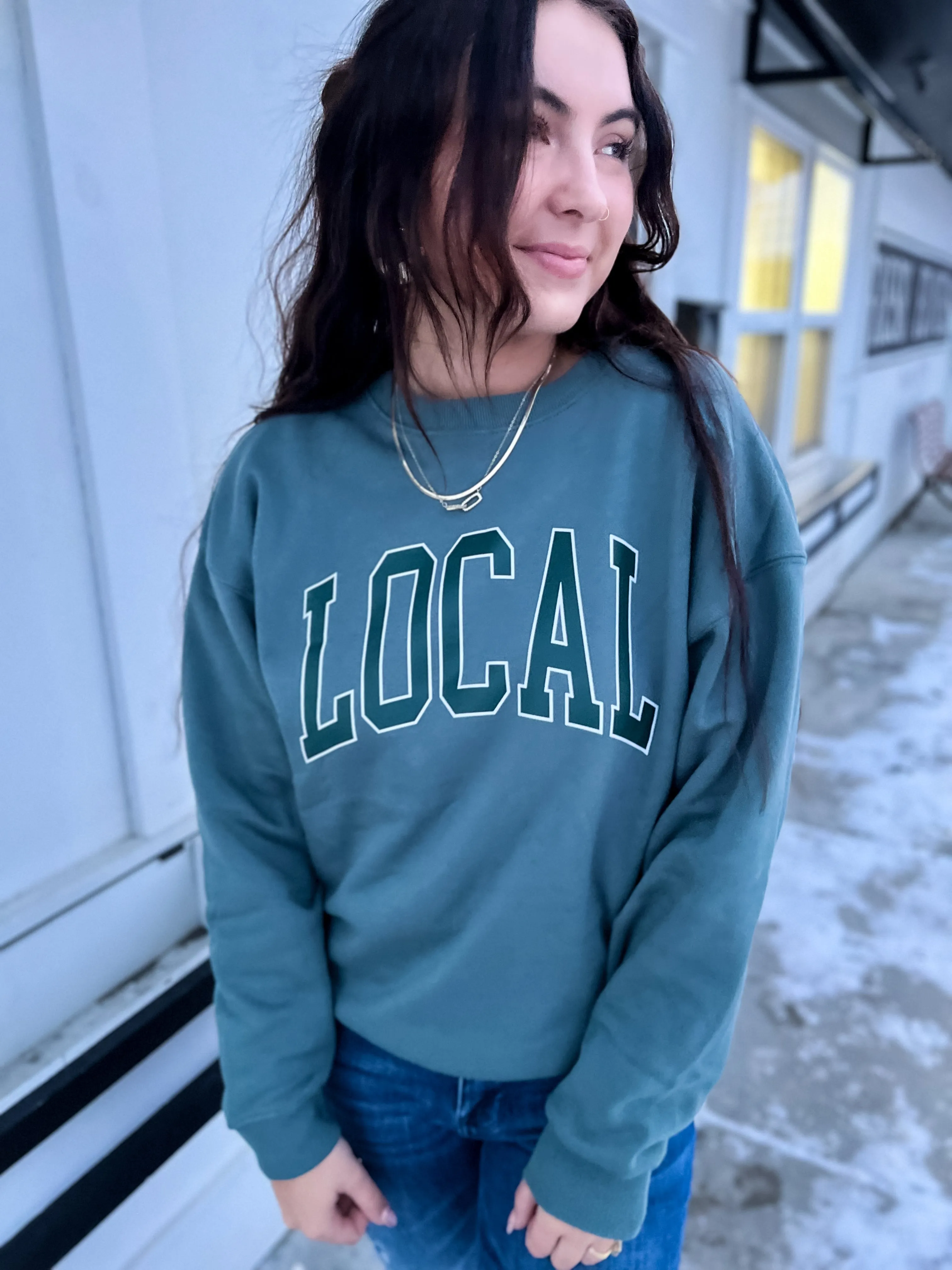 Local Fleece Round Neck Sweater- Ash Jade