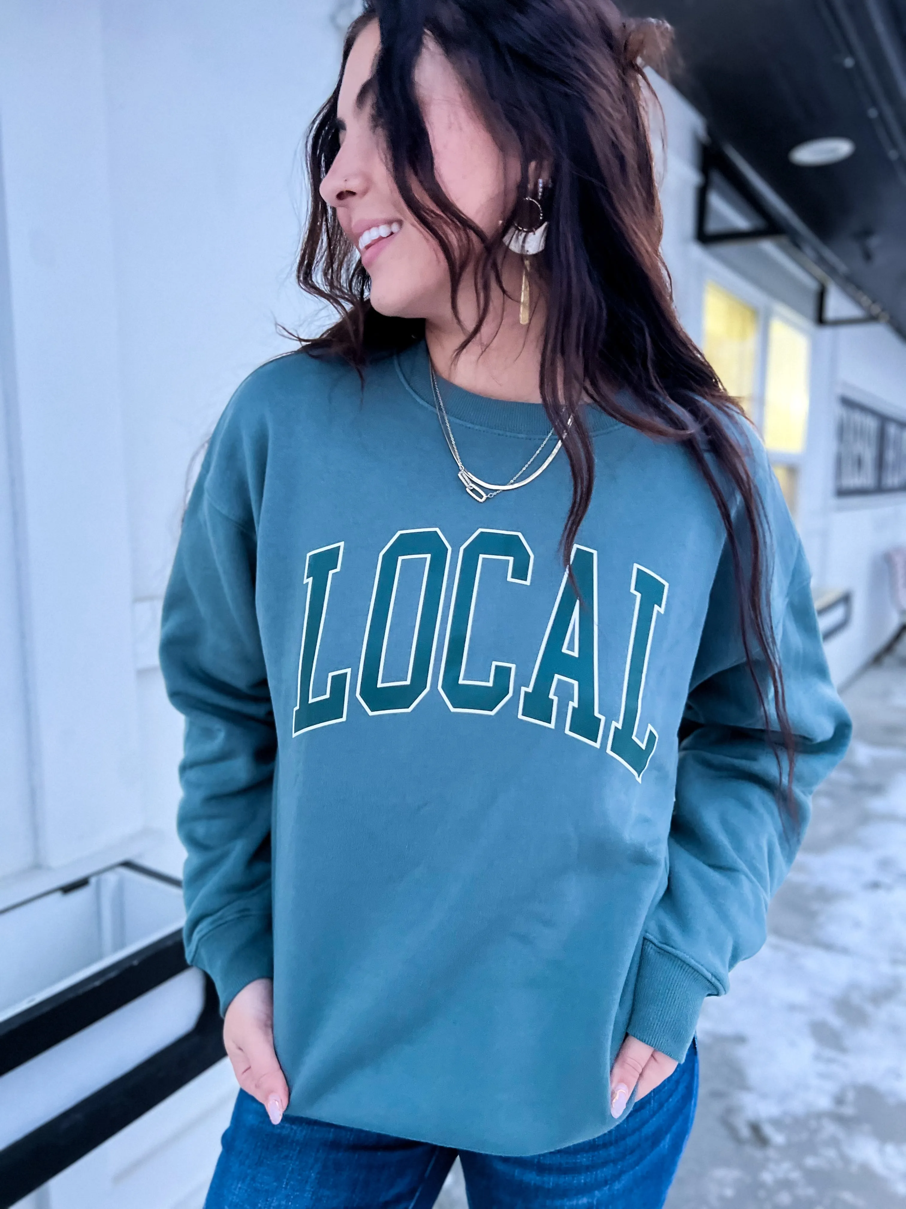 Local Fleece Round Neck Sweater- Ash Jade