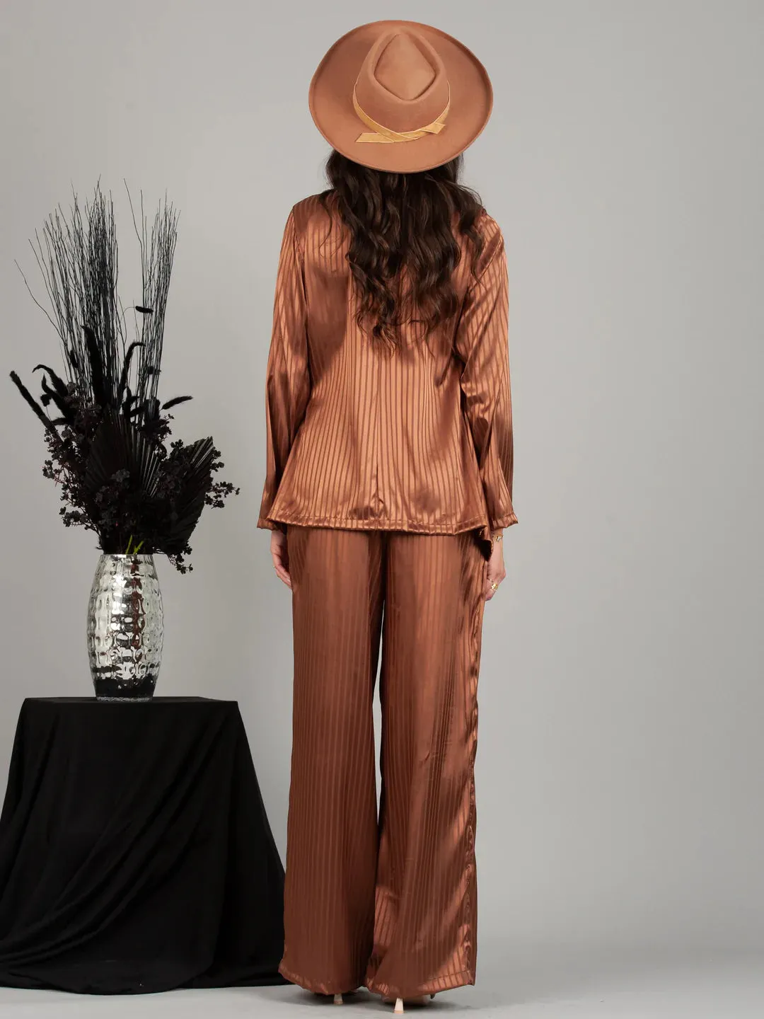{Lucca} Paris Satin Wrap Blazer - Copper