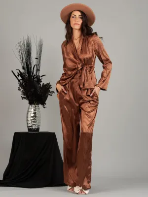 {Lucca} Paris Satin Wrap Blazer - Copper