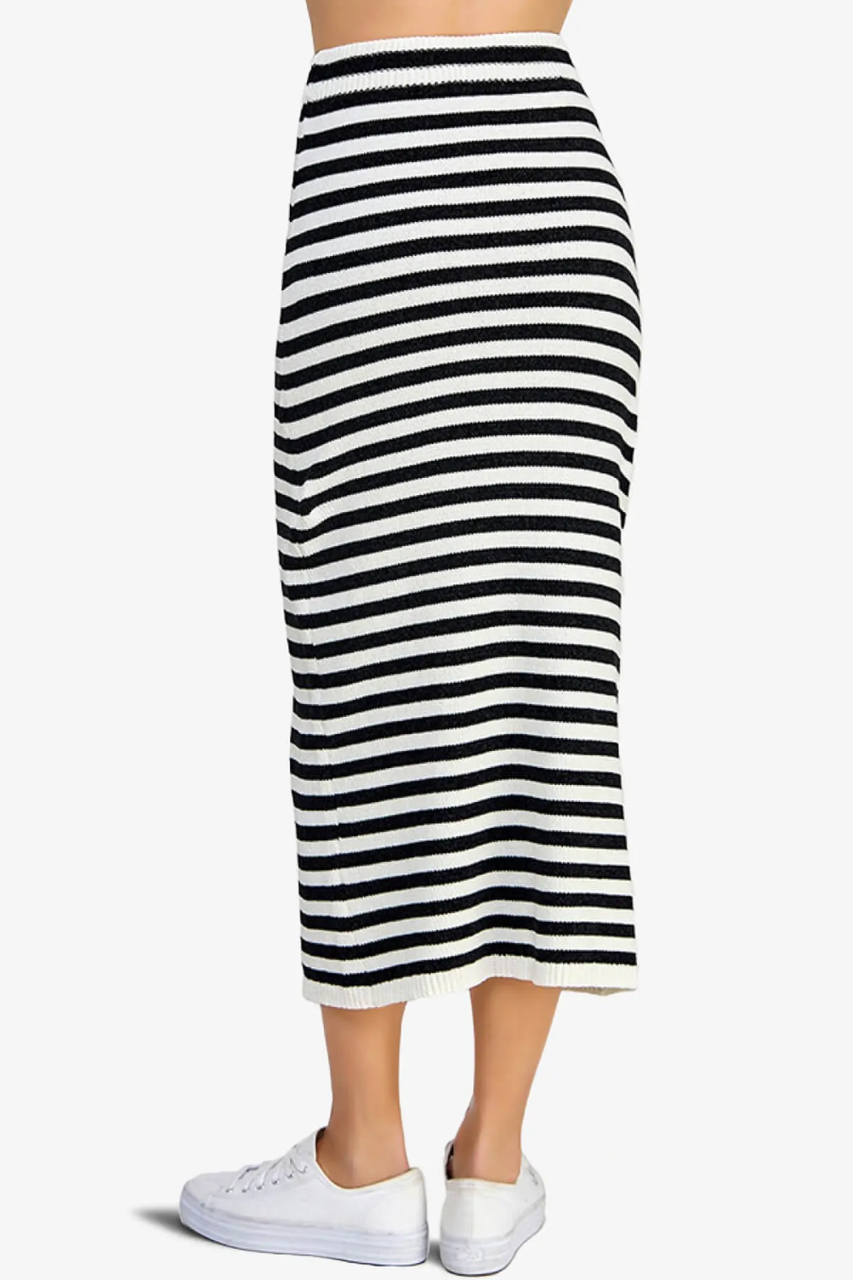 Maegan Striped Knit Sweater Midi Skirt