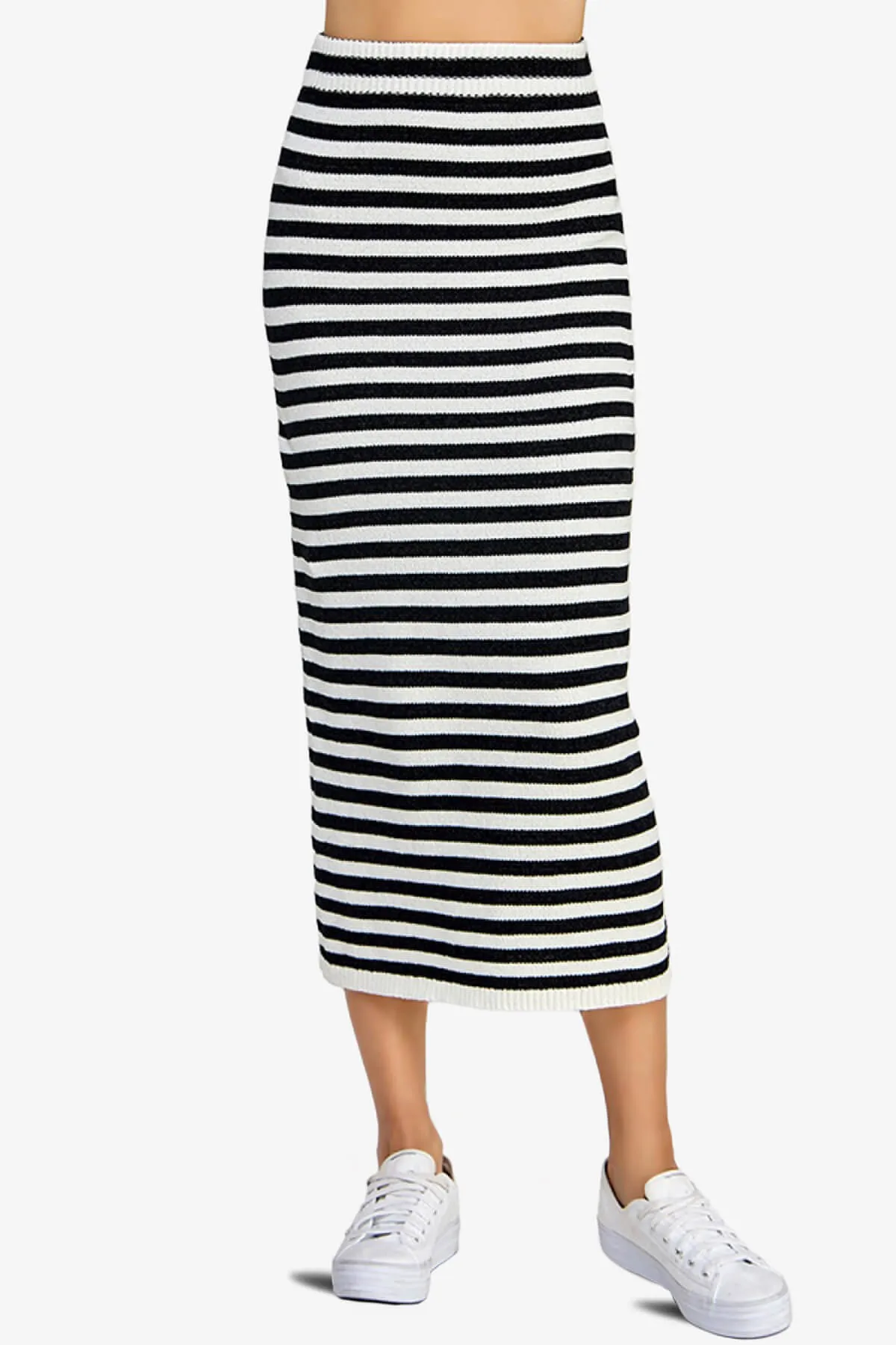 Maegan Striped Knit Sweater Midi Skirt