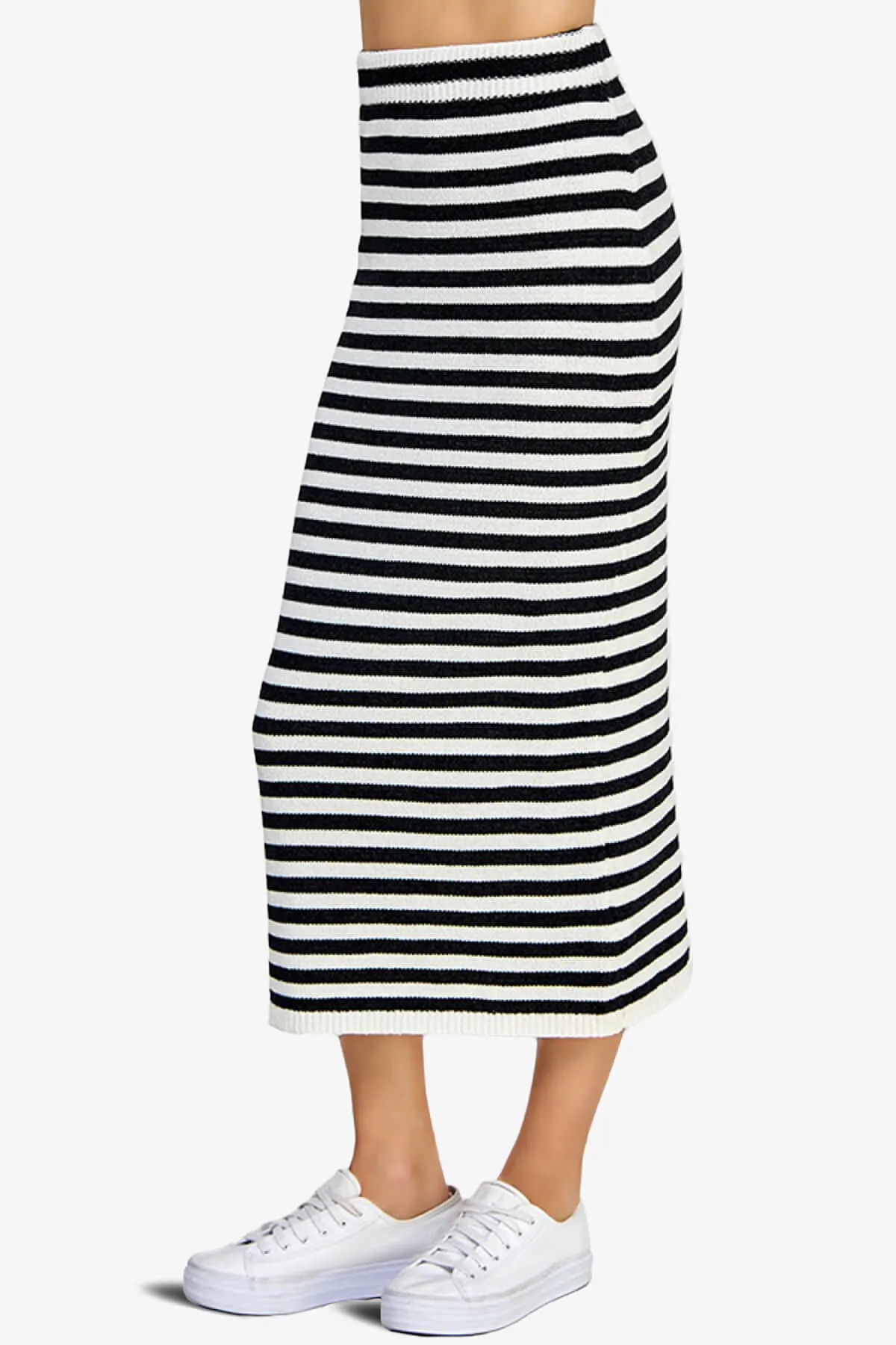 Maegan Striped Knit Sweater Midi Skirt