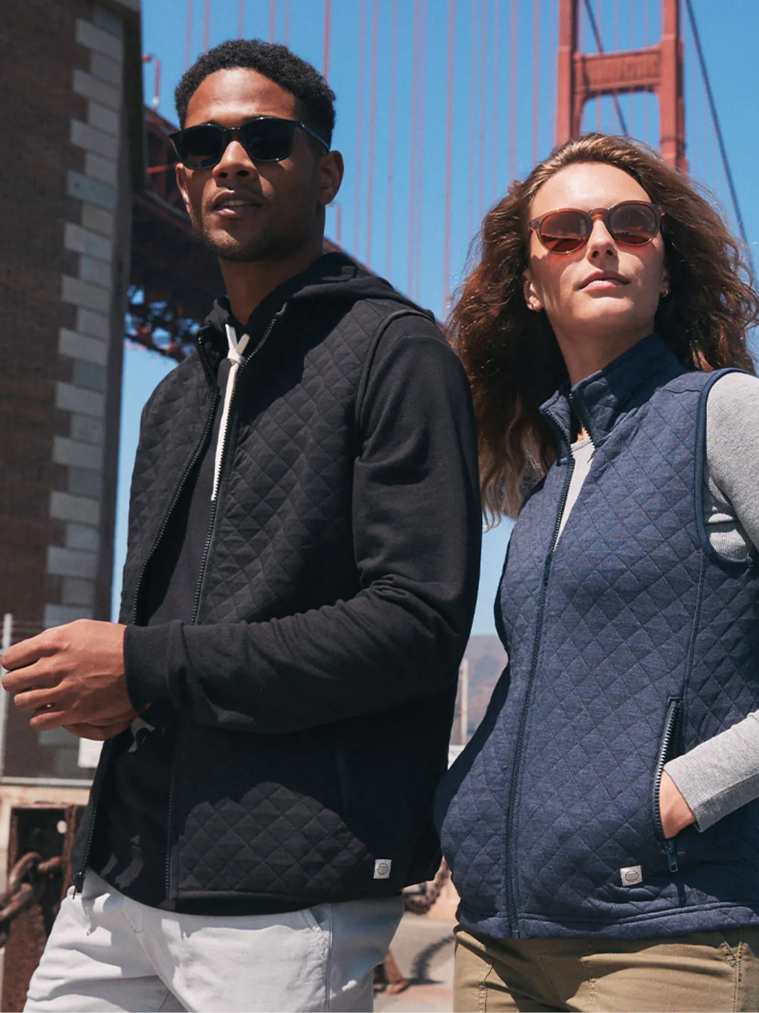 Marine Layer Corbet Full Zip Vest - Black