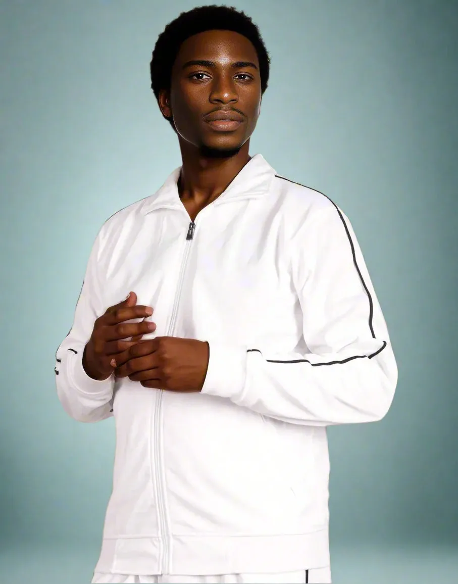 Men 2-piece Classic Jogger Tracksuit Track Jacket & Trackpants Solid Plain Outfit