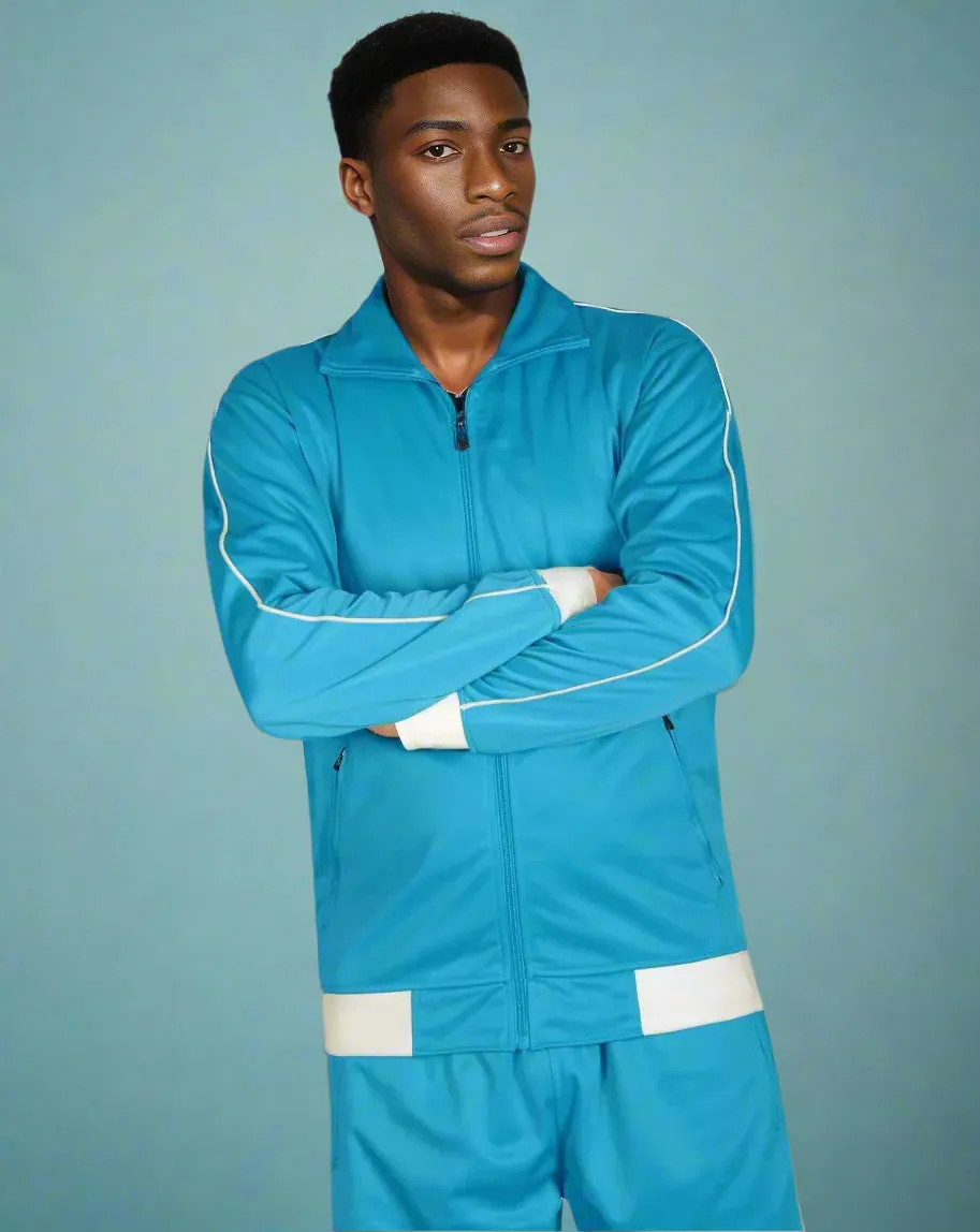 Men 2-piece Classic Jogger Tracksuit Track Jacket & Trackpants Solid Plain Outfit
