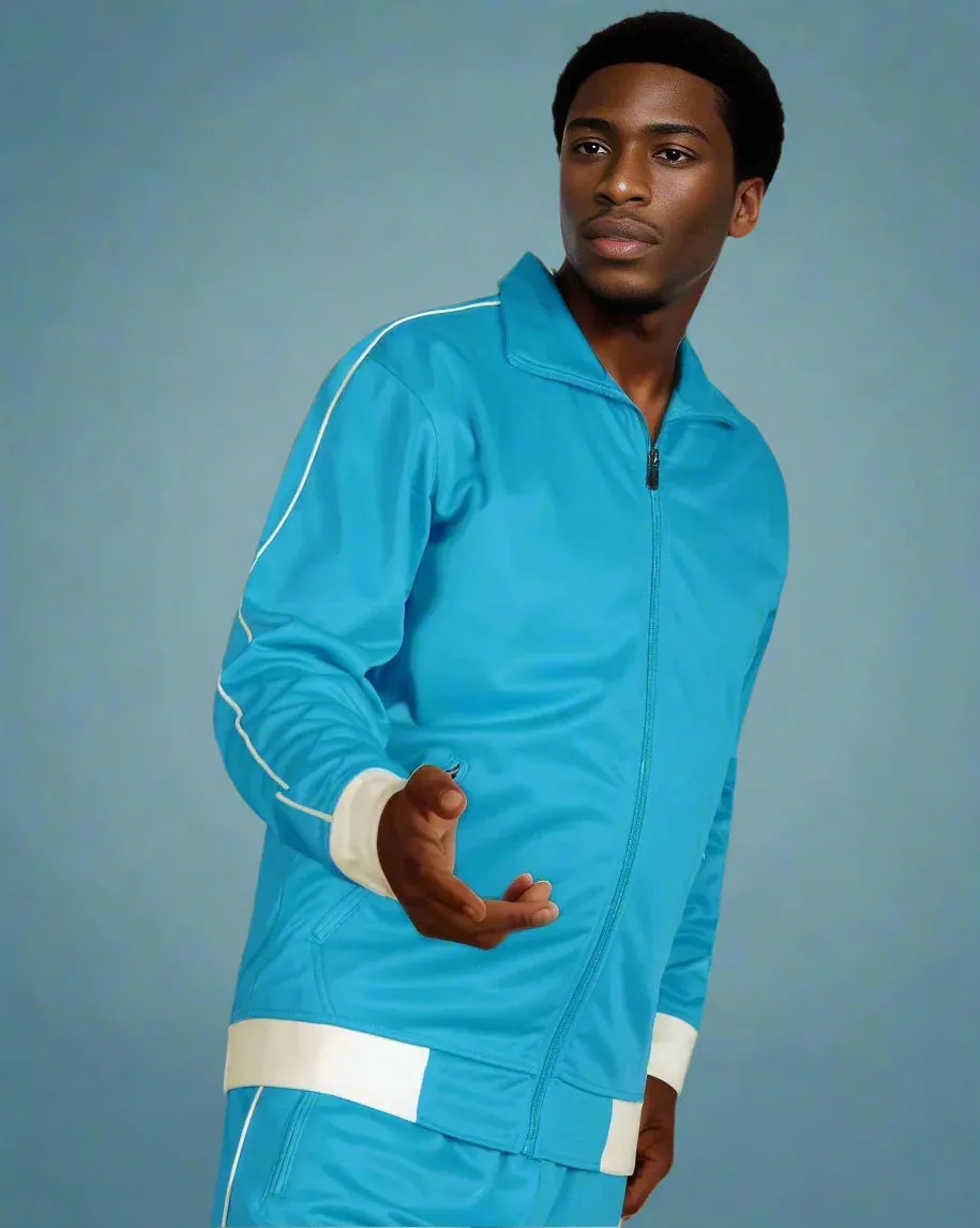 Men 2-piece Classic Jogger Tracksuit Track Jacket & Trackpants Solid Plain Outfit