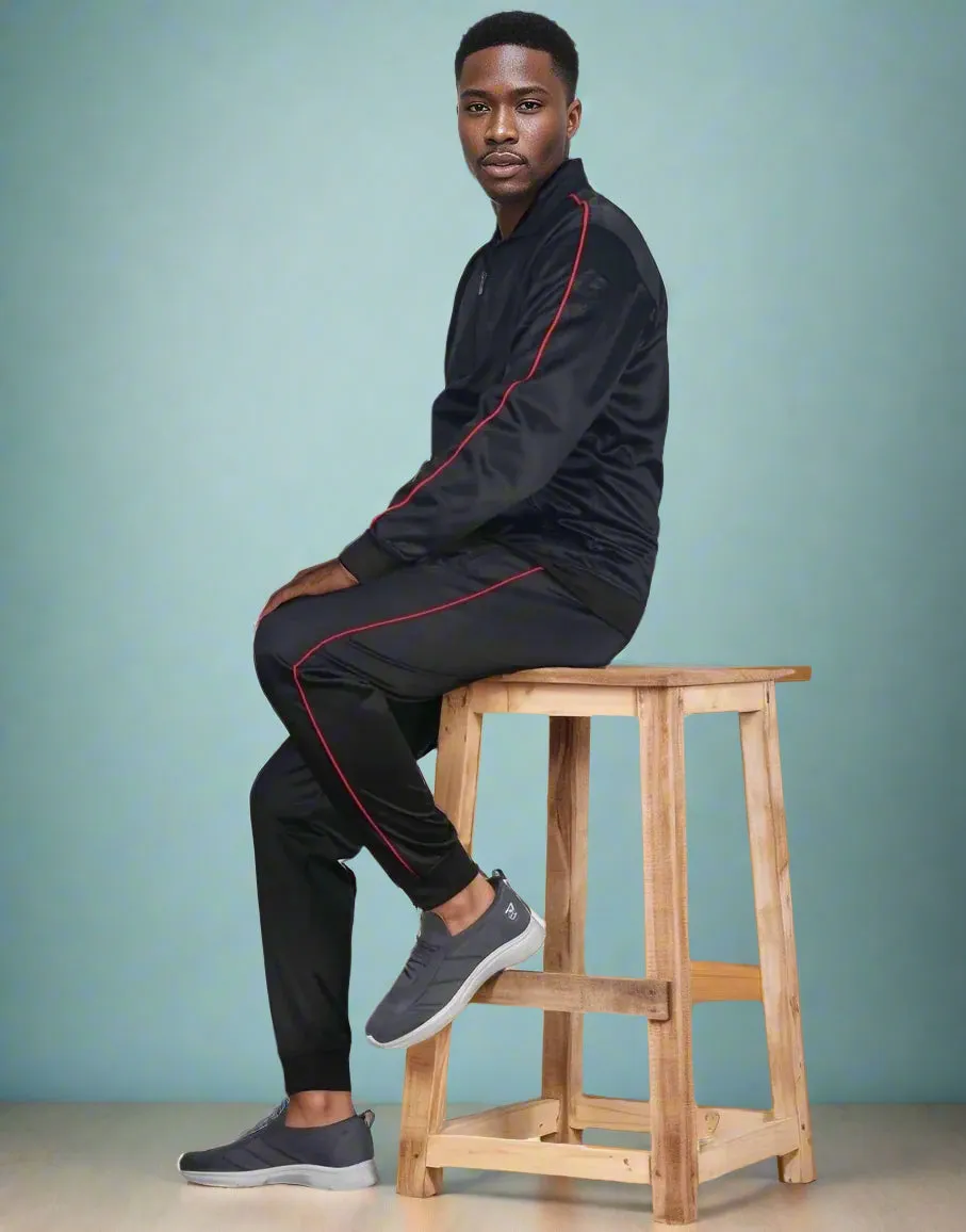 Men 2-piece Classic Jogger Tracksuit Track Jacket & Trackpants Solid Plain Outfit