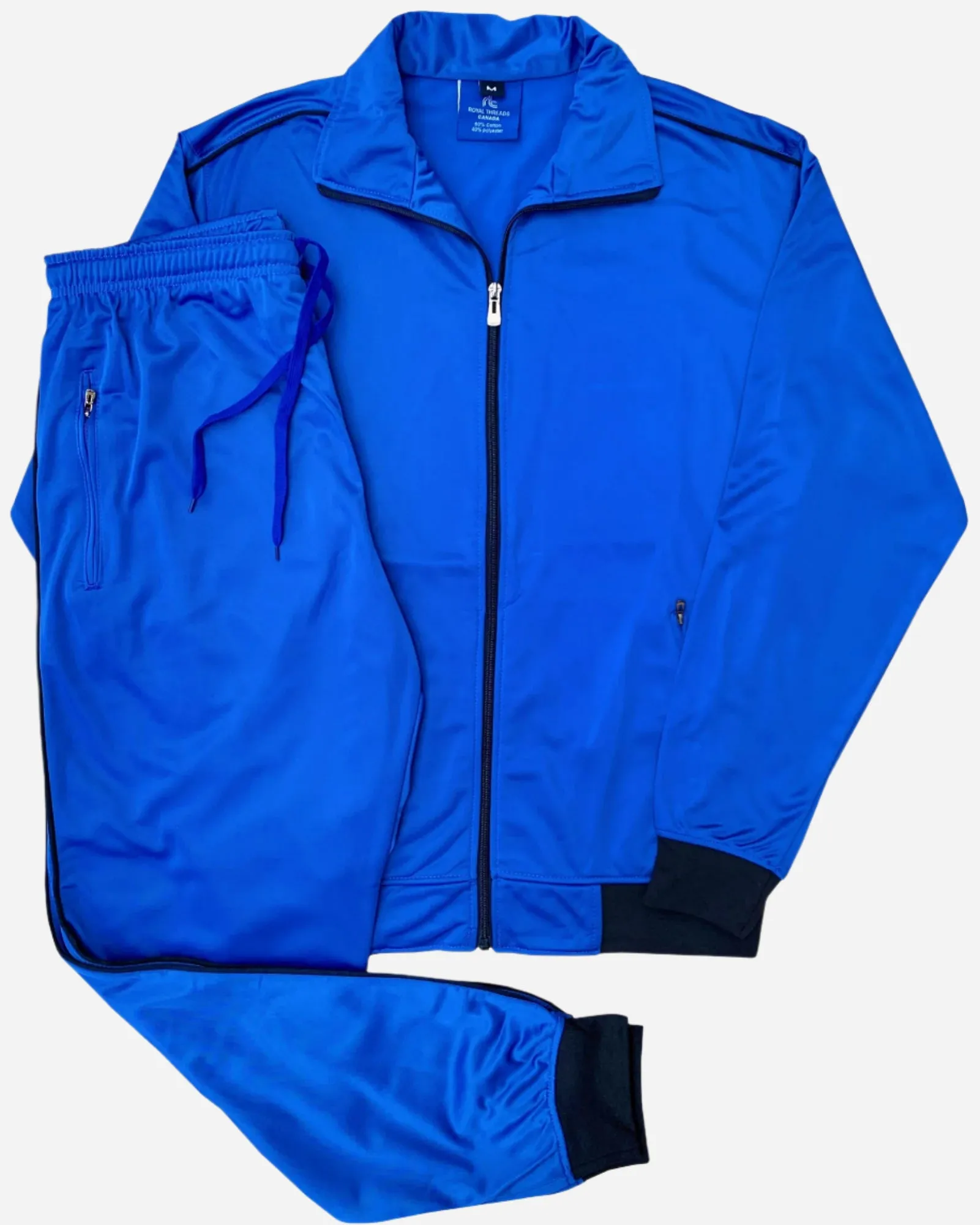 Men 2-piece Classic Jogger Tracksuit Track Jacket & Trackpants Solid Plain Outfit