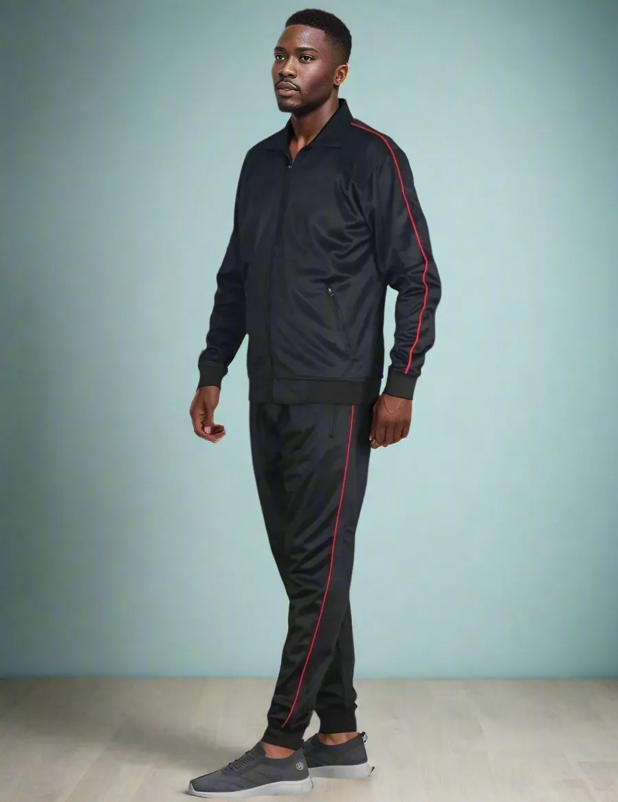 Men 2-piece Classic Jogger Tracksuit Track Jacket & Trackpants Solid Plain Outfit