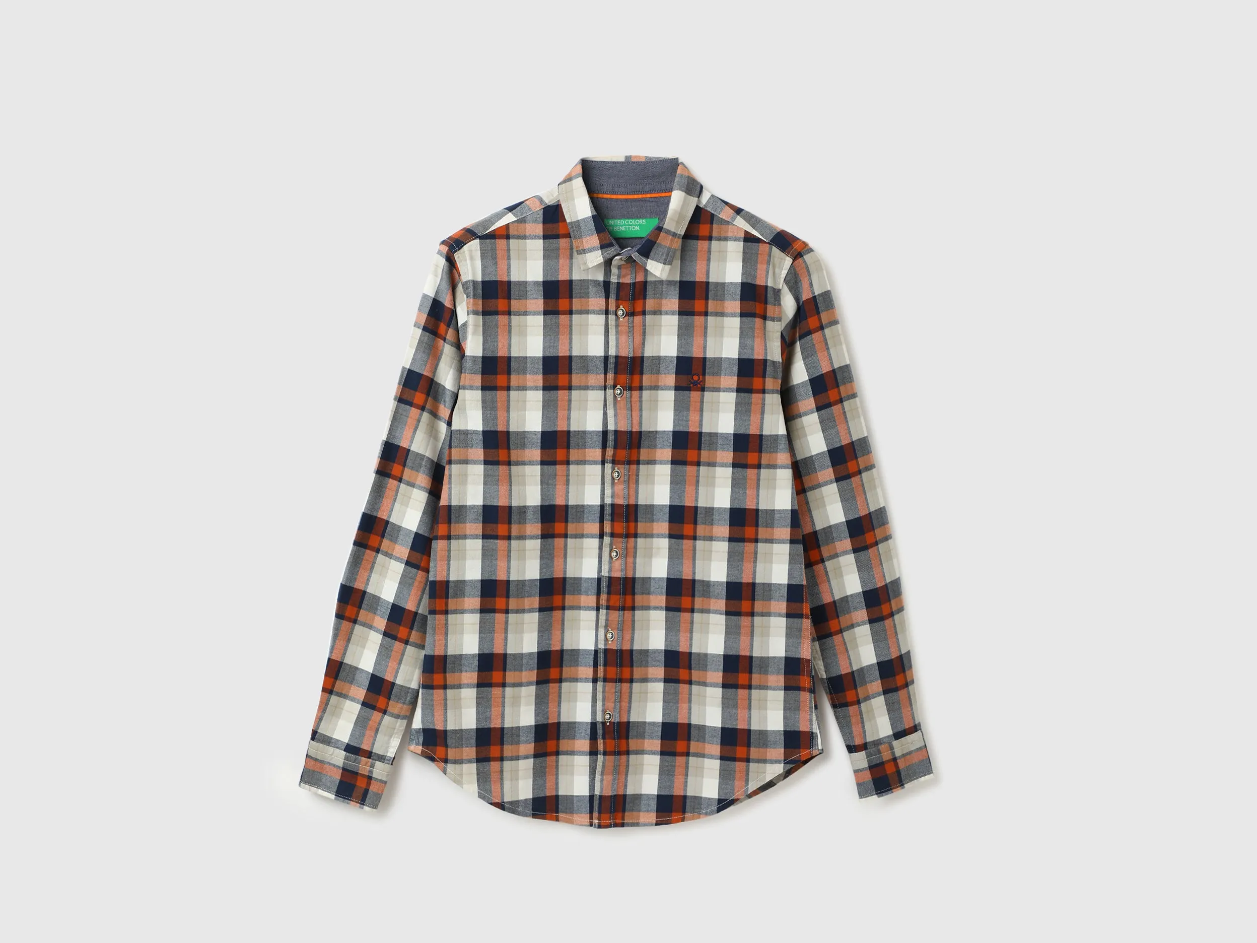 Men Checked Spread Collar Shirt
