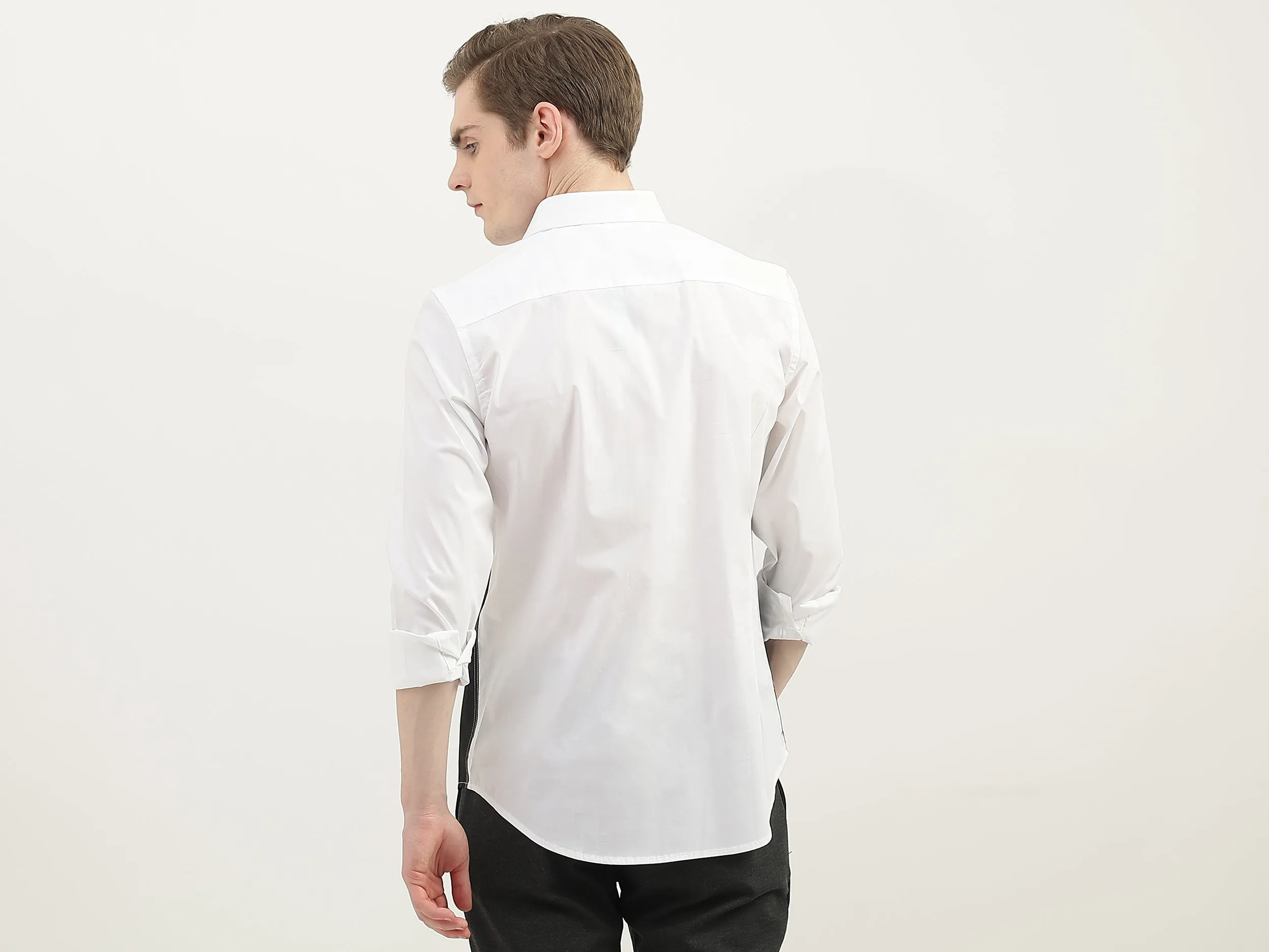 Men Colorblock Spread Collar Shirt