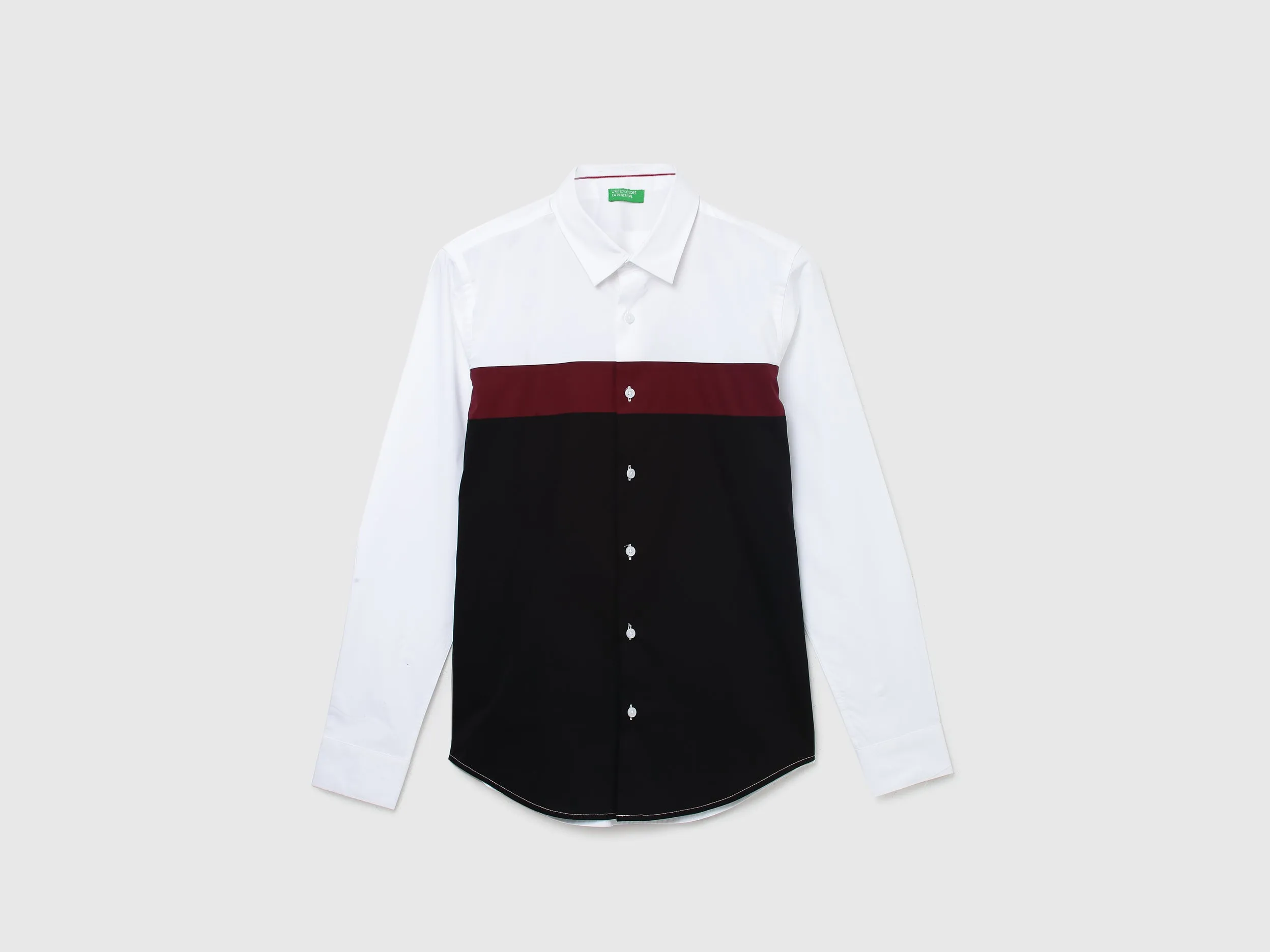 Men Colorblock Spread Collar Shirt