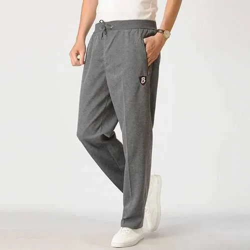 Mens 100%Cotton Thicken Solid Sports Trousers