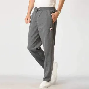 Mens 100%Cotton Thicken Solid Sports Trousers