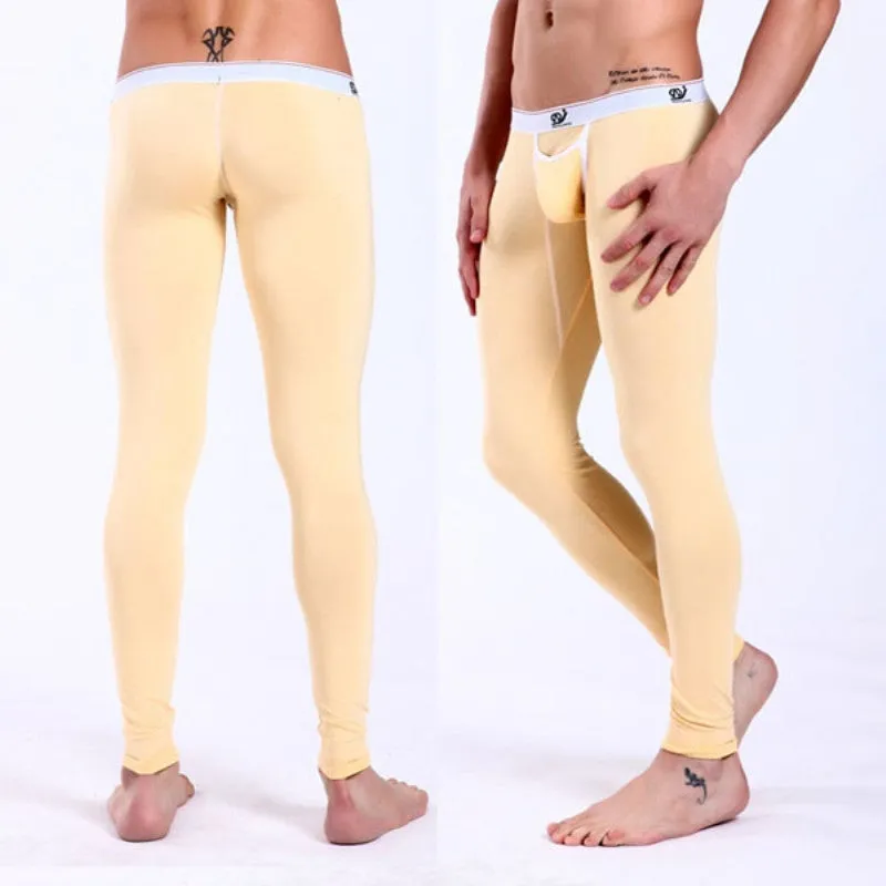 Men's Long Johns Thermal Pants Low Rise Modal Leggings Underwear S M L