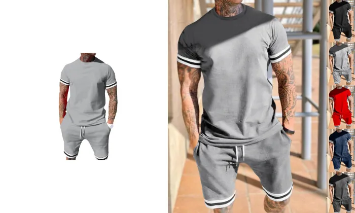 Men's Short-Sleeved Shorts Two-Piece Leisure Sports Set