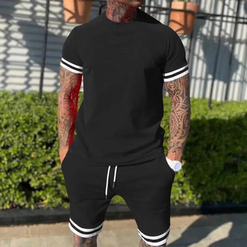 Men's Short-Sleeved Shorts Two-Piece Leisure Sports Set