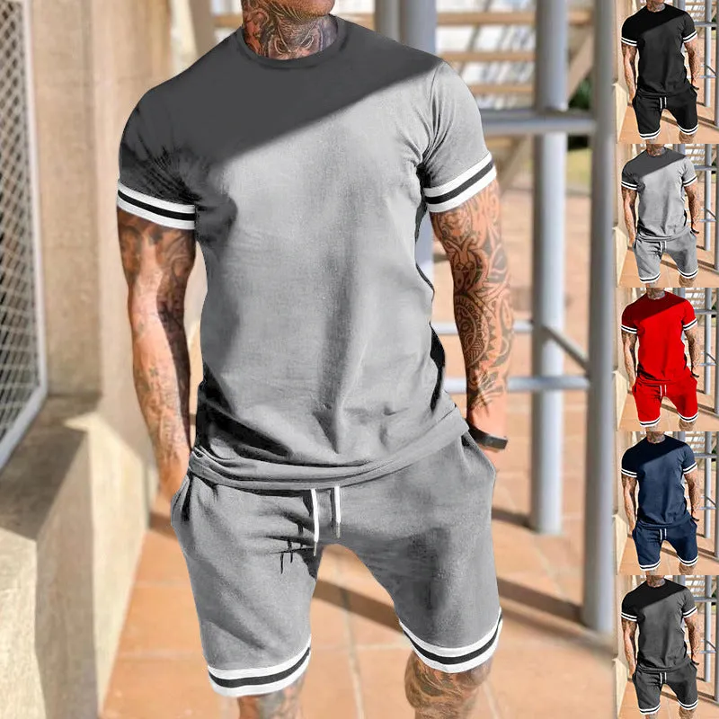 Men's Short-Sleeved Shorts Two-Piece Leisure Sports Set