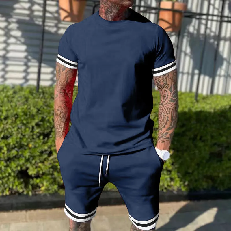 Men's Short-Sleeved Shorts Two-Piece Leisure Sports Set