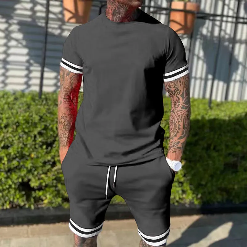 Men's Short-Sleeved Shorts Two-Piece Leisure Sports Set