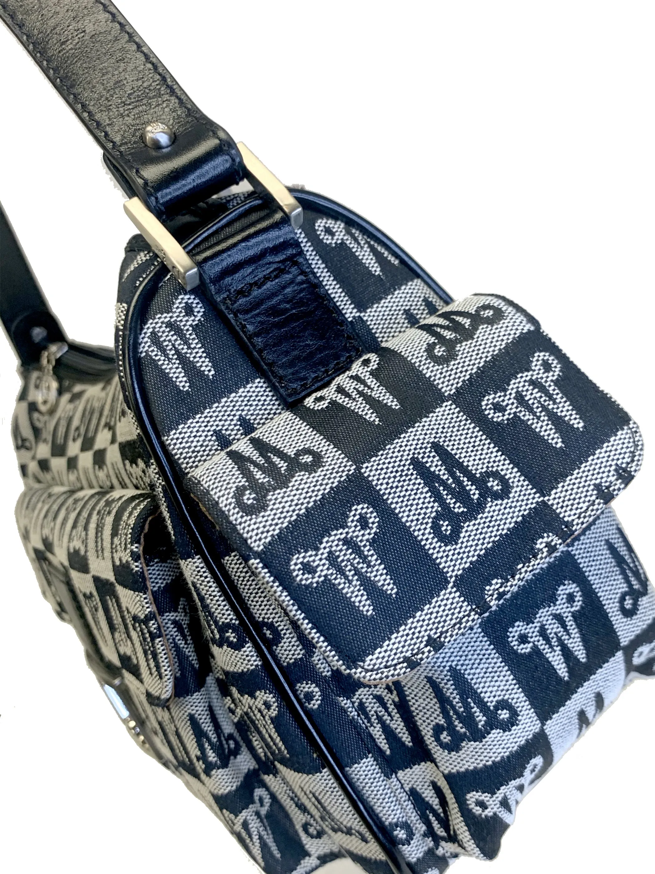Misty Genuine Cowhide Leather Monogram Baguette Shoulder Bag