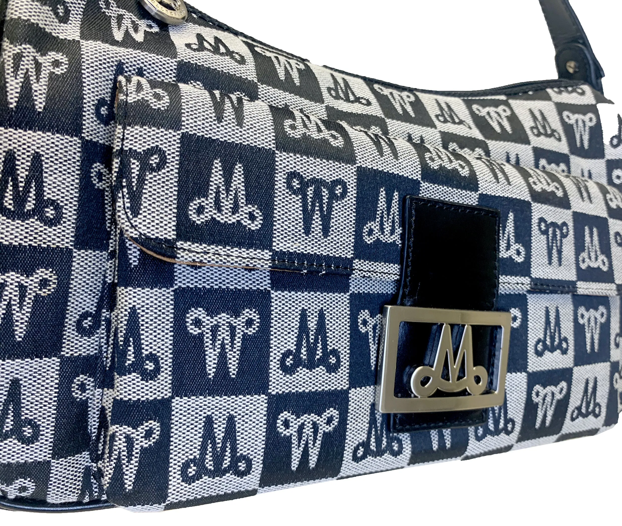 Misty Genuine Cowhide Leather Monogram Baguette Shoulder Bag