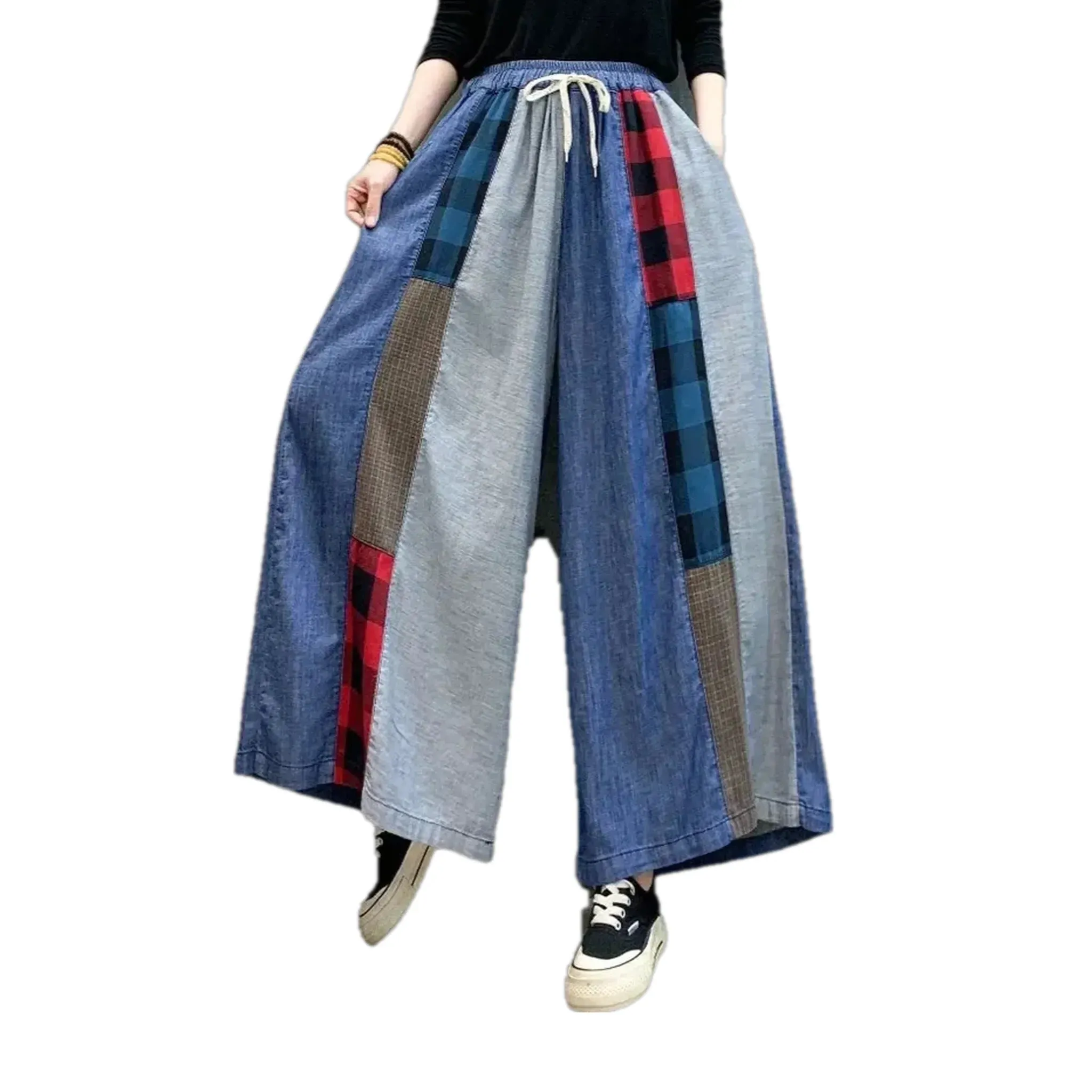 Mixed patterns fashion women's jean culottes