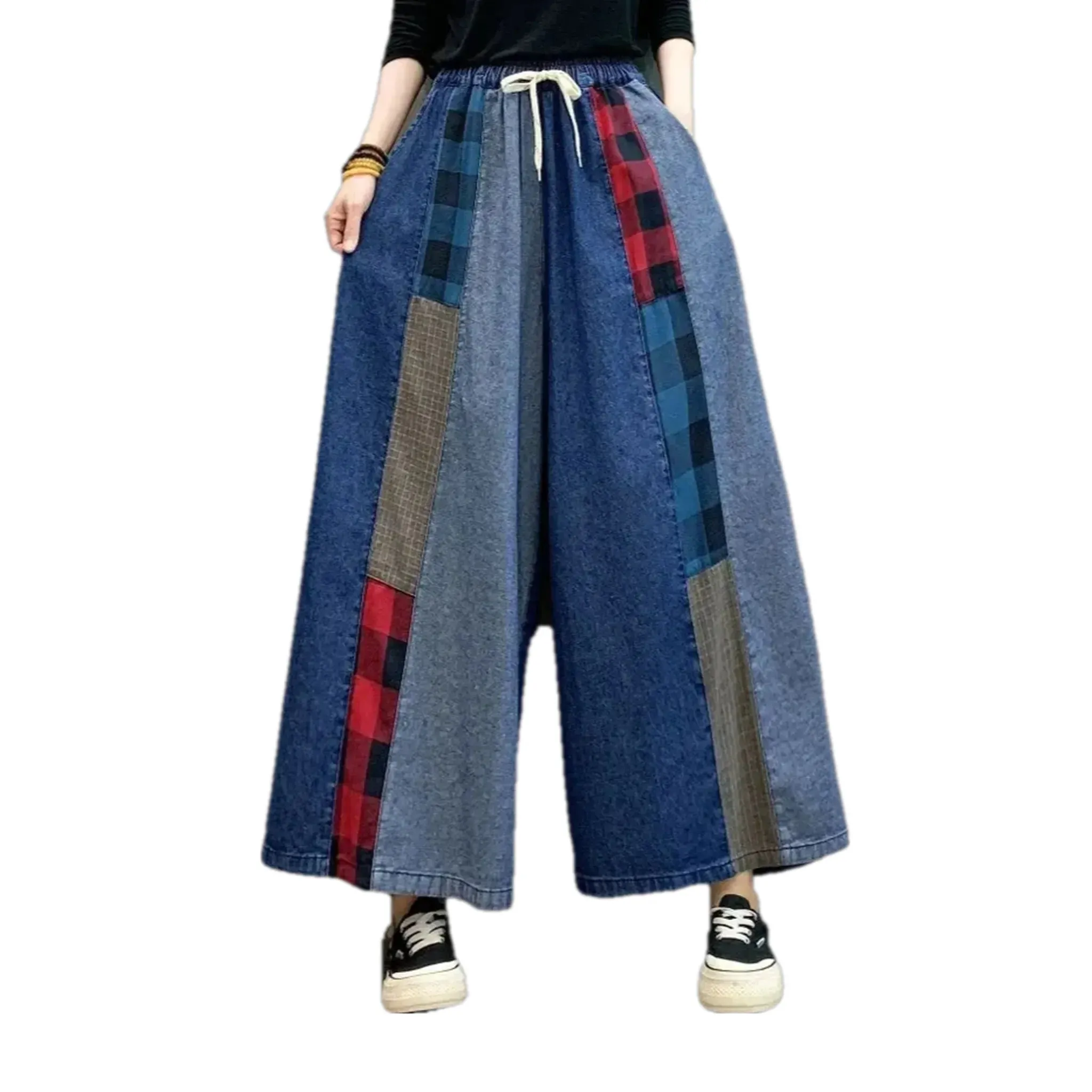 Mixed patterns fashion women's jean culottes