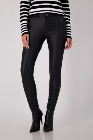 Monari Slim Leg Leather Look Pants with Zipped Pockets M806558