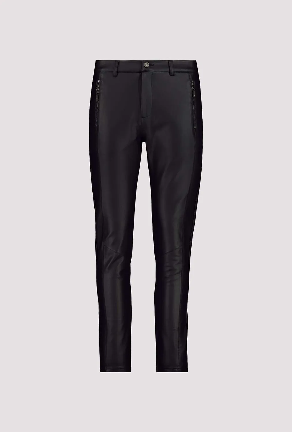 Monari Slim Leg Leather Look Pants with Zipped Pockets M806558