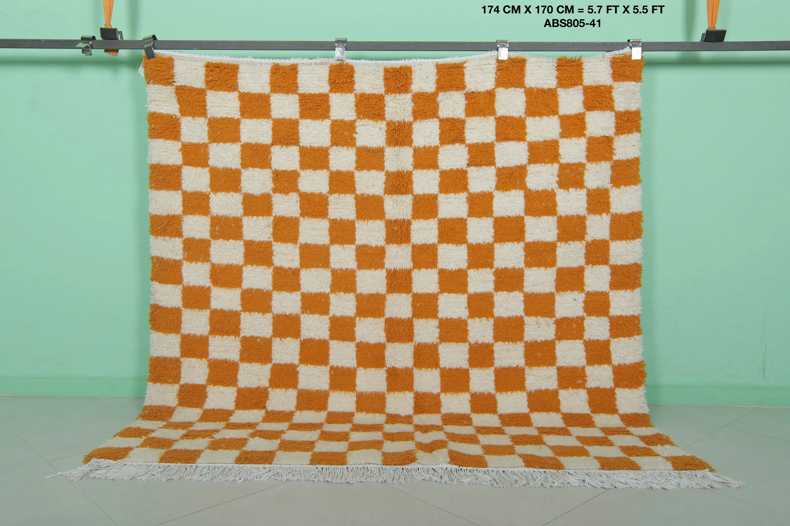 Moroccan Checkered Rug 5.7 x 5.5 ft – Handmade Berber Wool Carpet