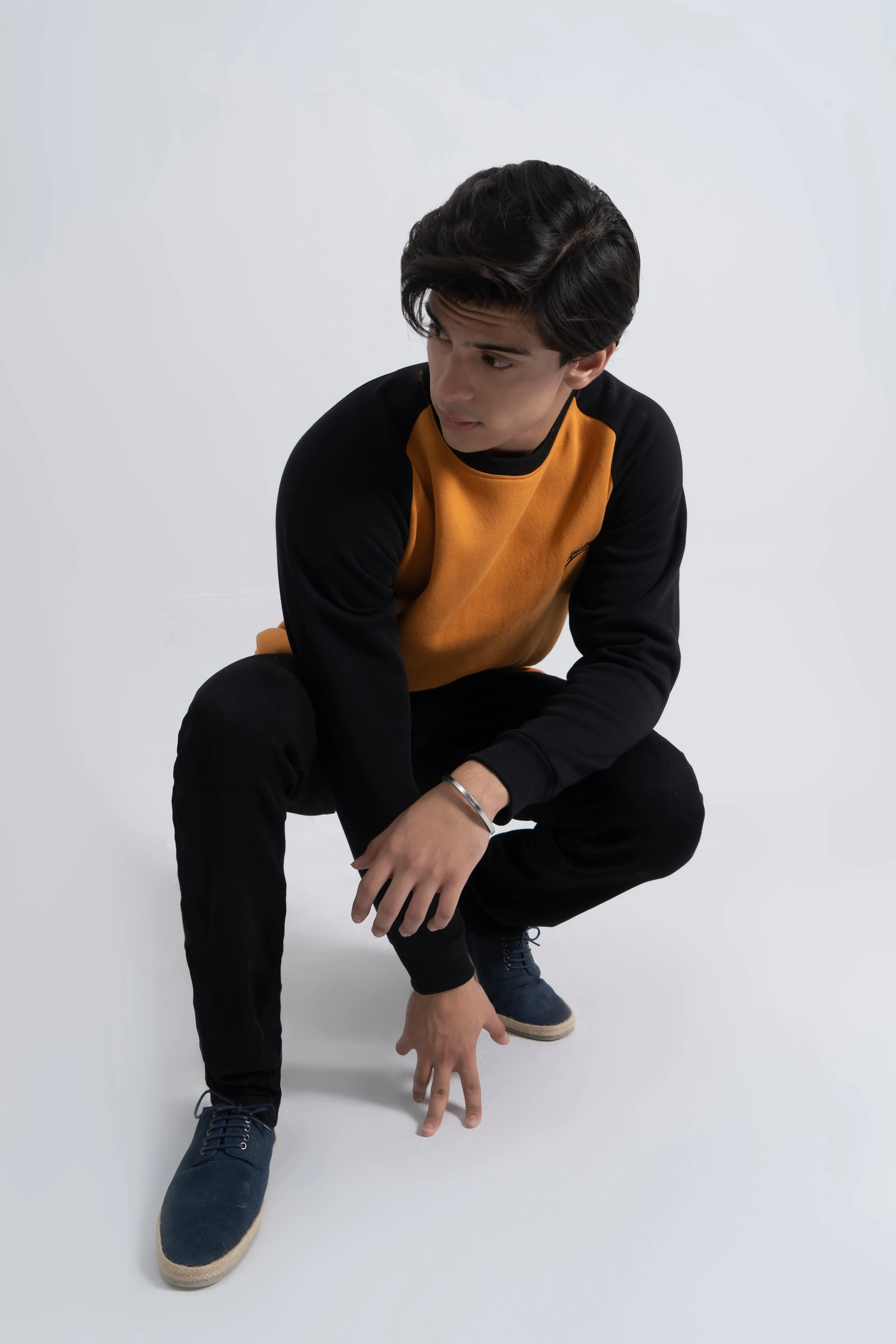 Mustard & Black Basic Sweatshirt