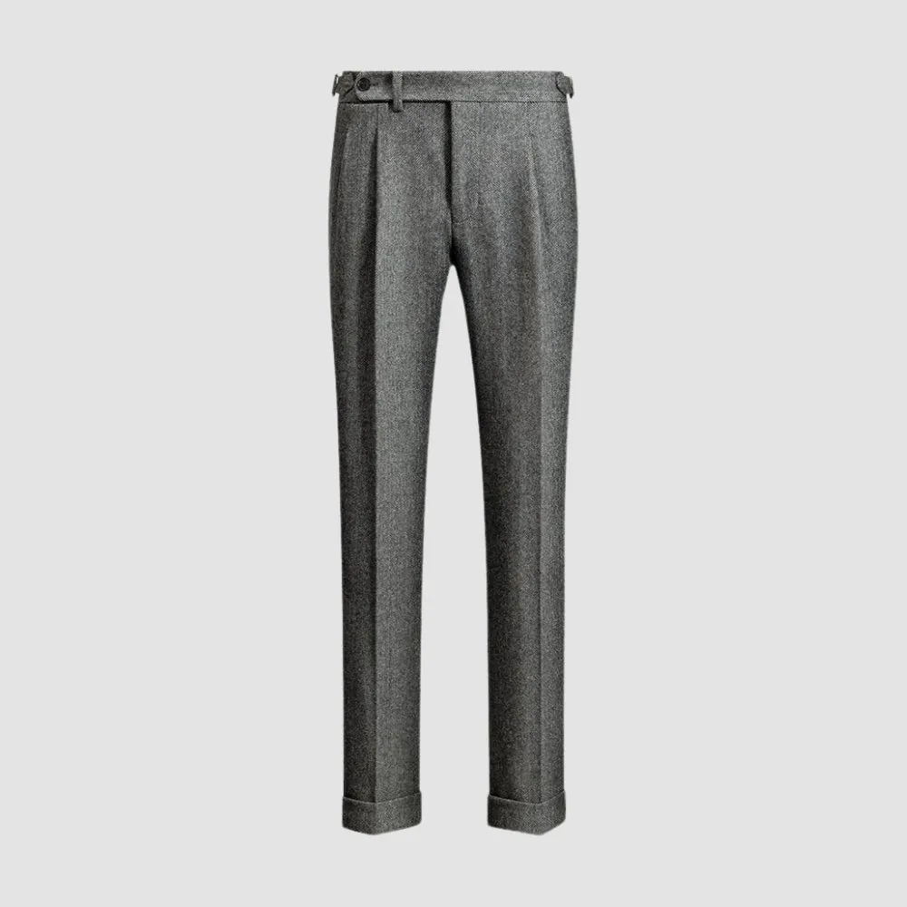 Naples Herringbone Tweed Woolen Trousers