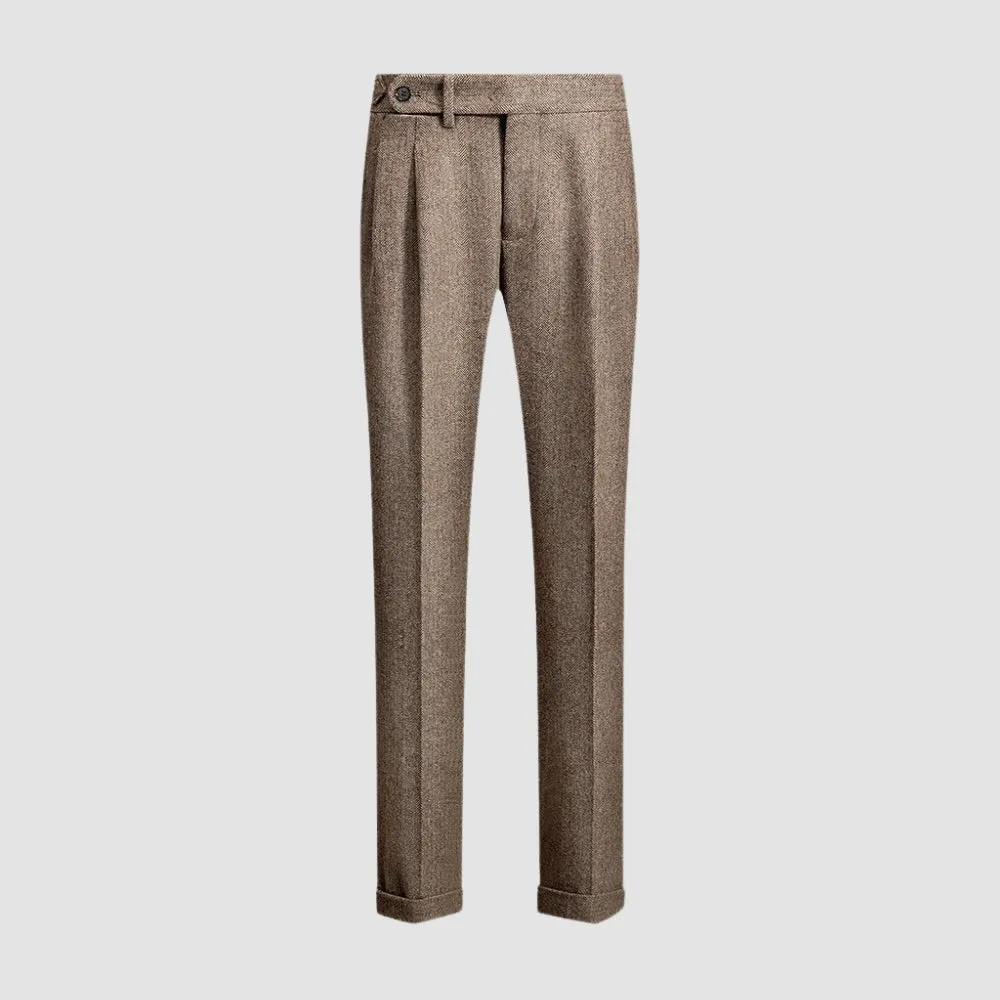 Naples Herringbone Tweed Woolen Trousers