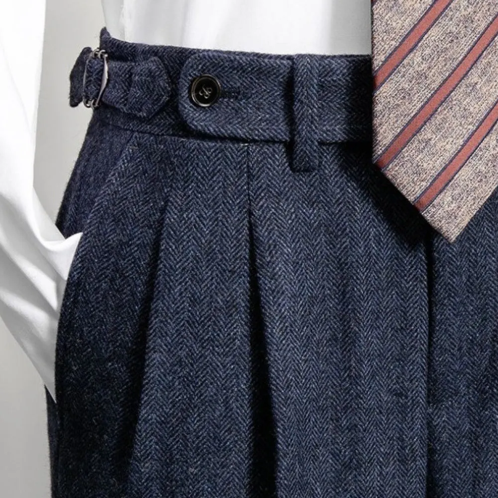 Naples Herringbone Tweed Woolen Trousers