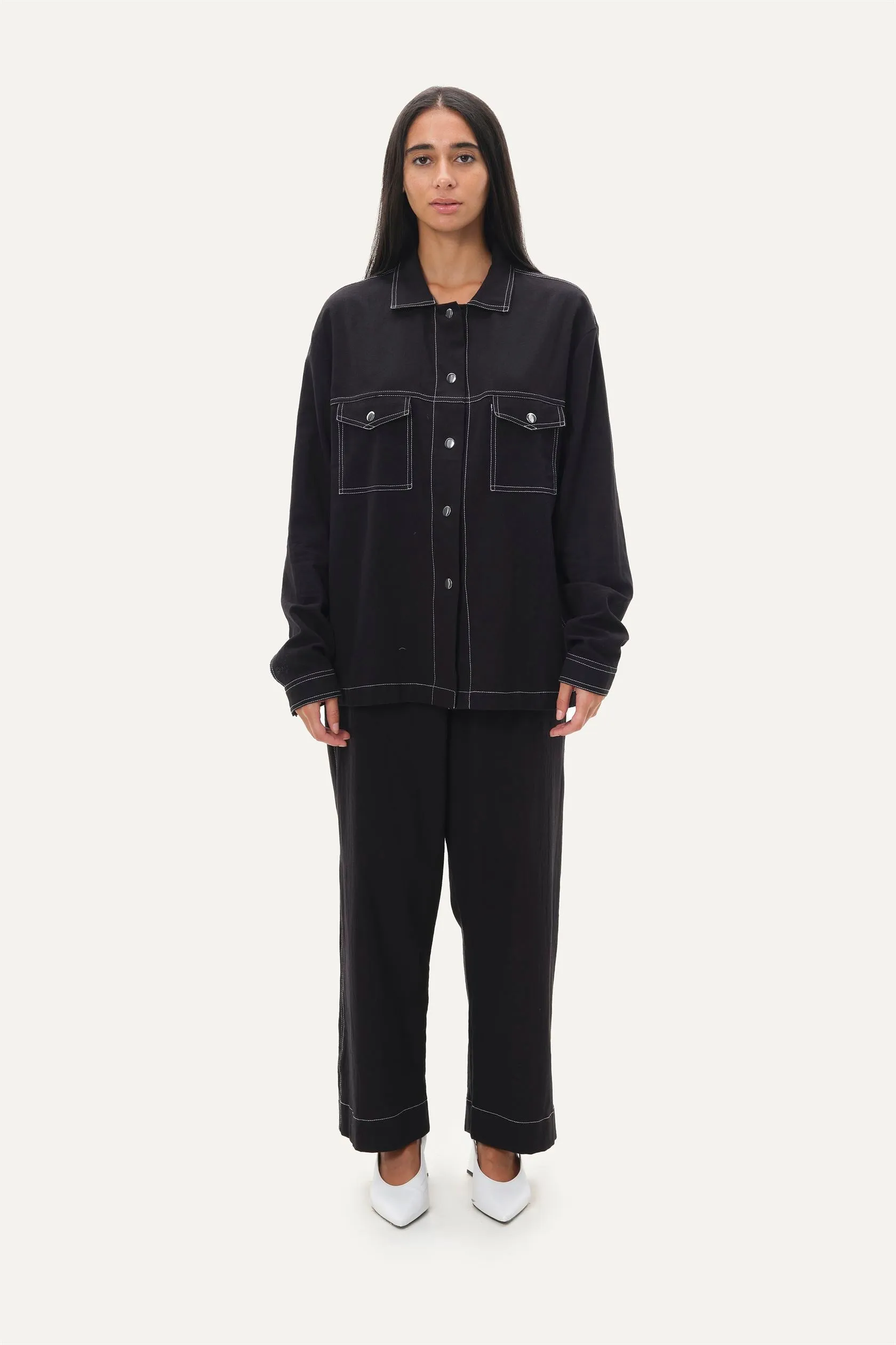Naushad Ali   I   Chalkline set Signature Spring Summer 2025 Black Crushed cotton NA SS24 W36