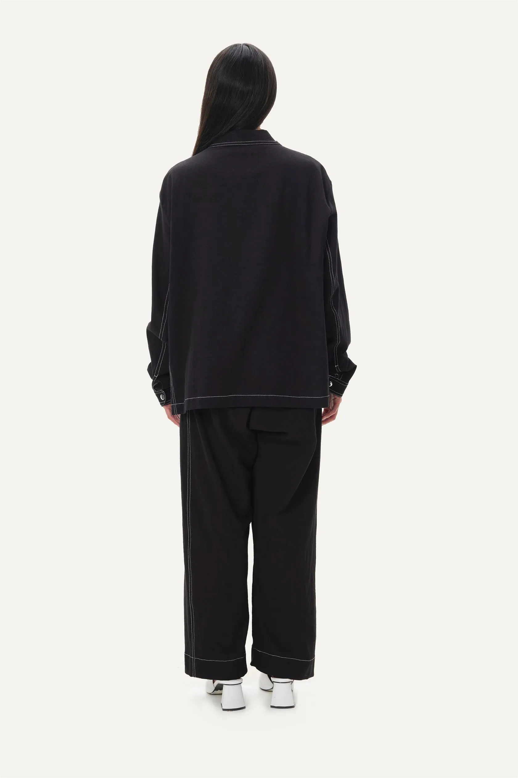 Naushad Ali   I   Chalkline set Signature Spring Summer 2025 Black Crushed cotton NA SS24 W36