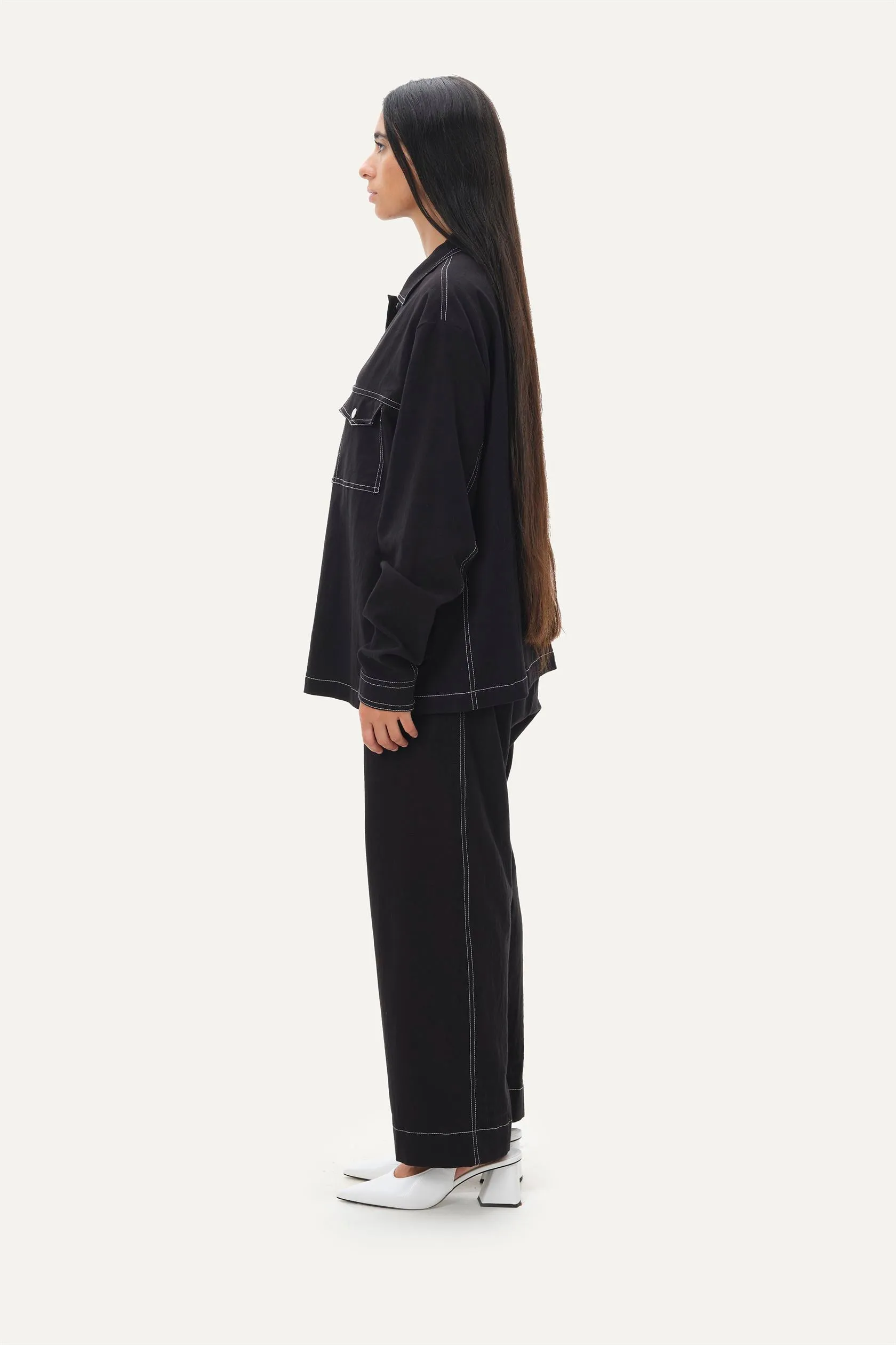 Naushad Ali   I   Chalkline set Signature Spring Summer 2025 Black Crushed cotton NA SS24 W36
