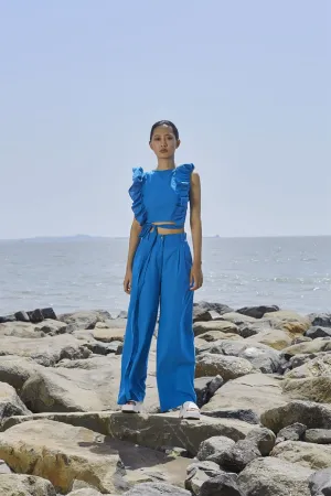 New Season Summer/Fall 24-Coord Set Top Overlap Coord Cotton Blue-MT Overlap Coord Set-NA Slub Blue-Fashion Edit Mati