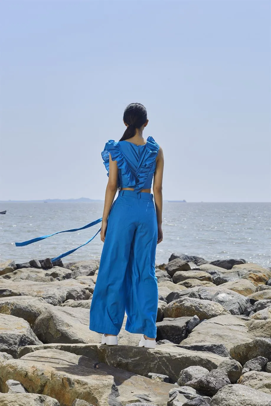 New Season Summer/Fall 24-Coord Set Top Overlap Coord Cotton Blue-MT Overlap Coord Set-NA Slub Blue-Fashion Edit Mati