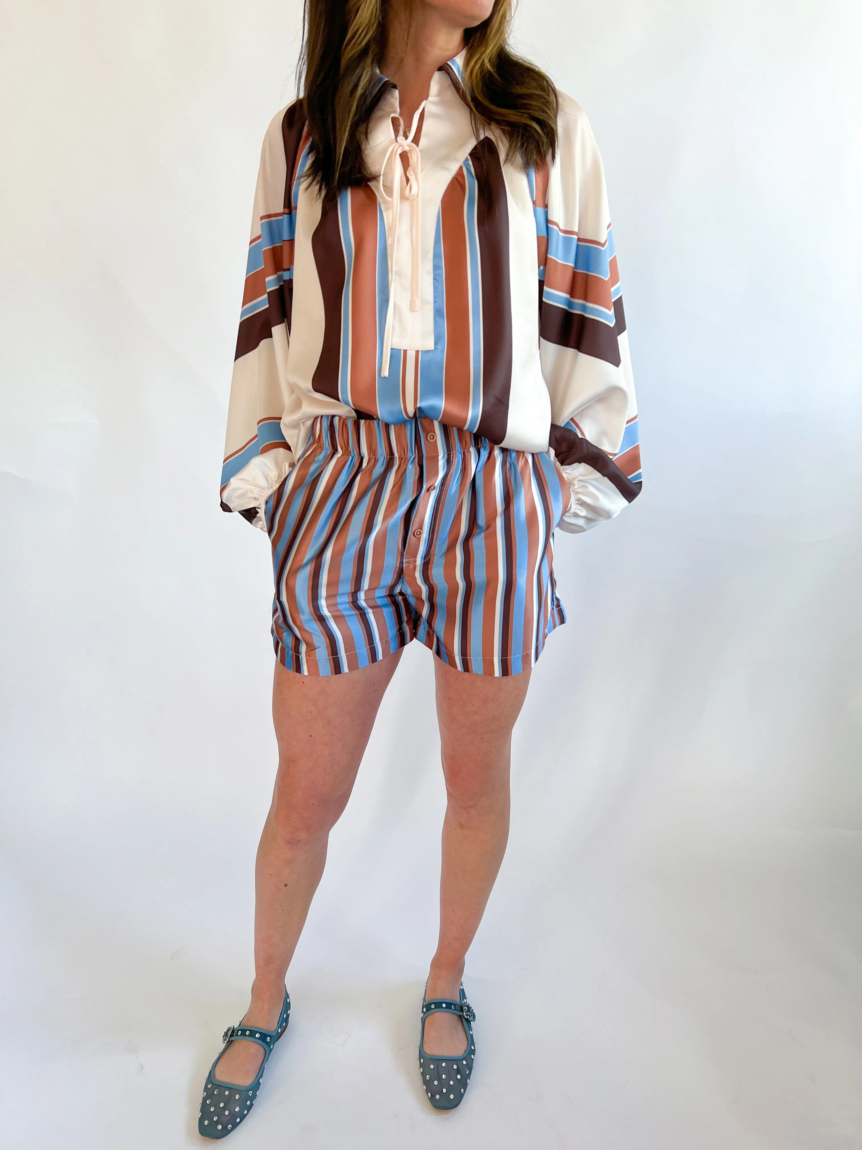Nicolletta Engineered Striped Top