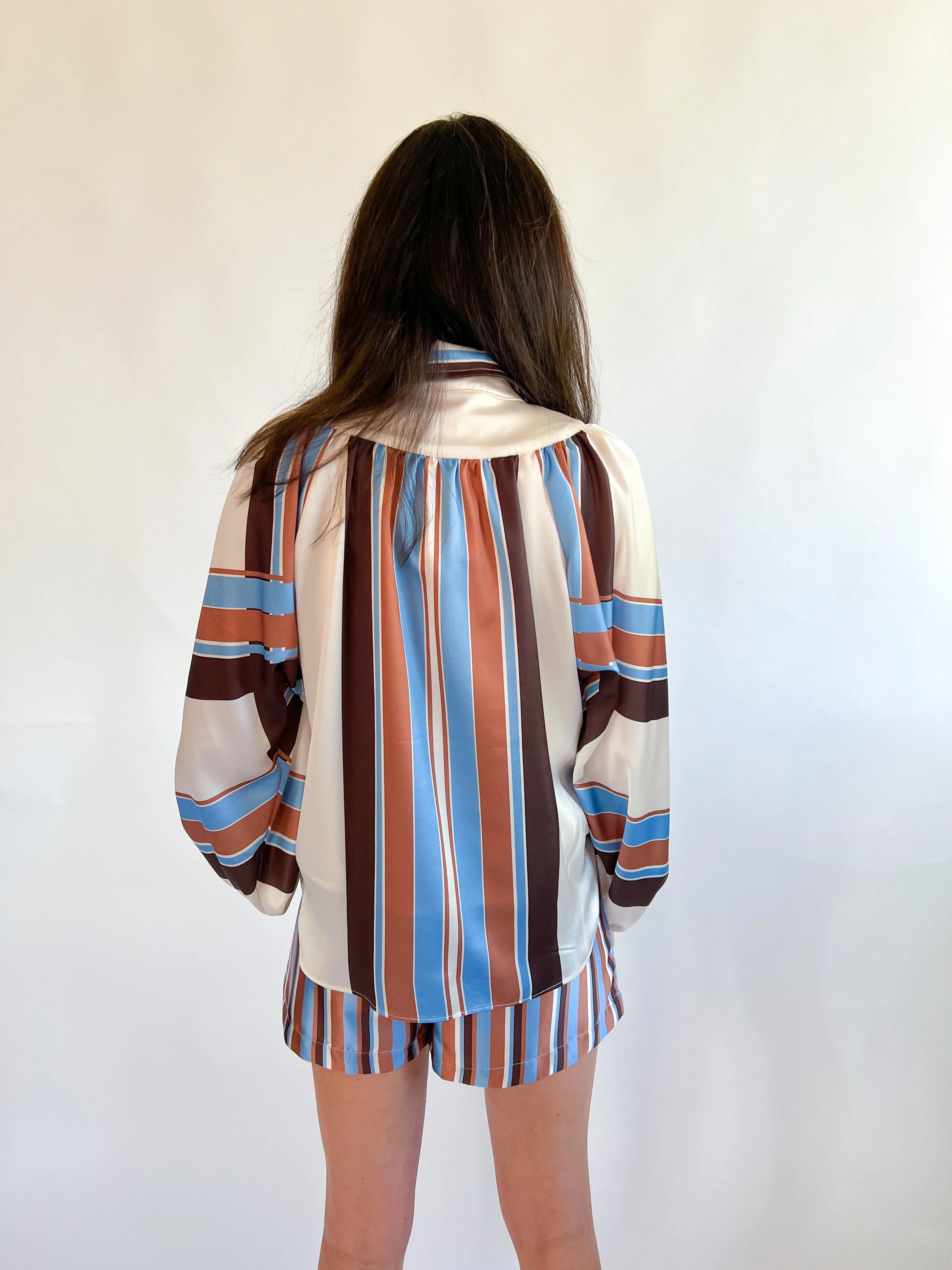Nicolletta Engineered Striped Top
