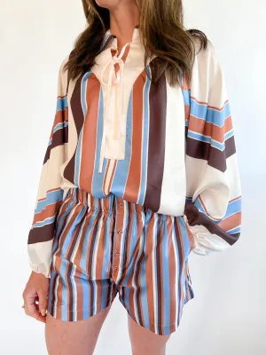 Nicolletta Engineered Striped Top