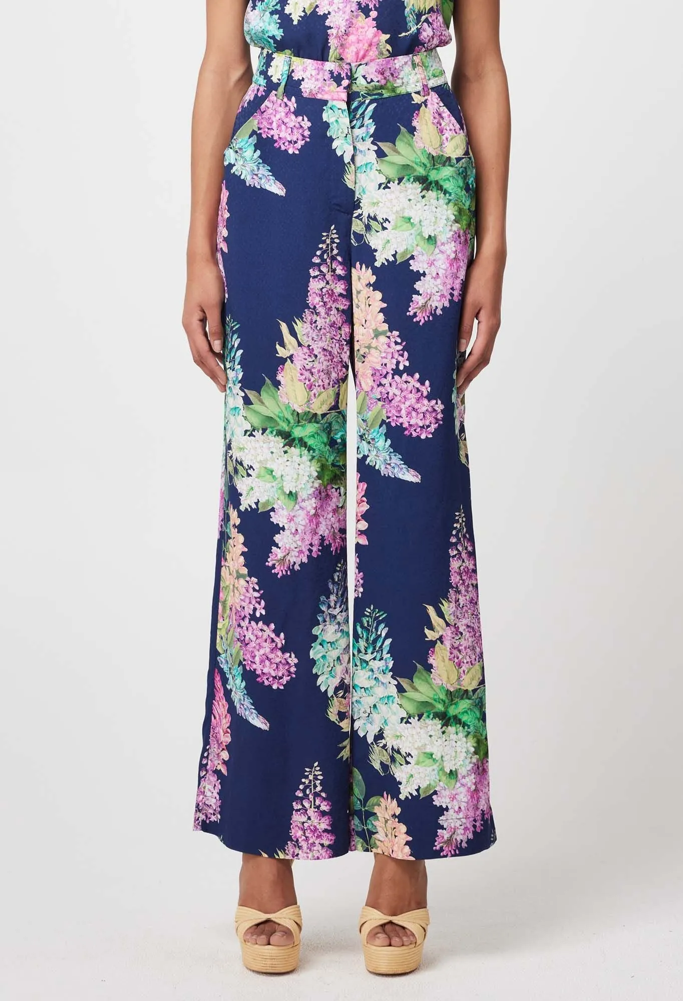 Once Was - Augustine Viscose Dobby Pant - Navy Wisteria