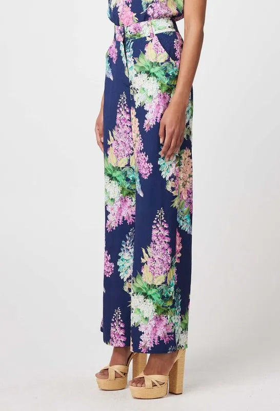 Once Was - Augustine Viscose Dobby Pant - Navy Wisteria